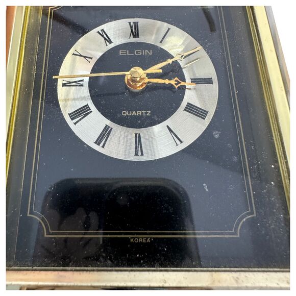 Elgin Vintage Quartz Gold Tone Desk Mantle Clock - parts not working - Picture 4 of 7